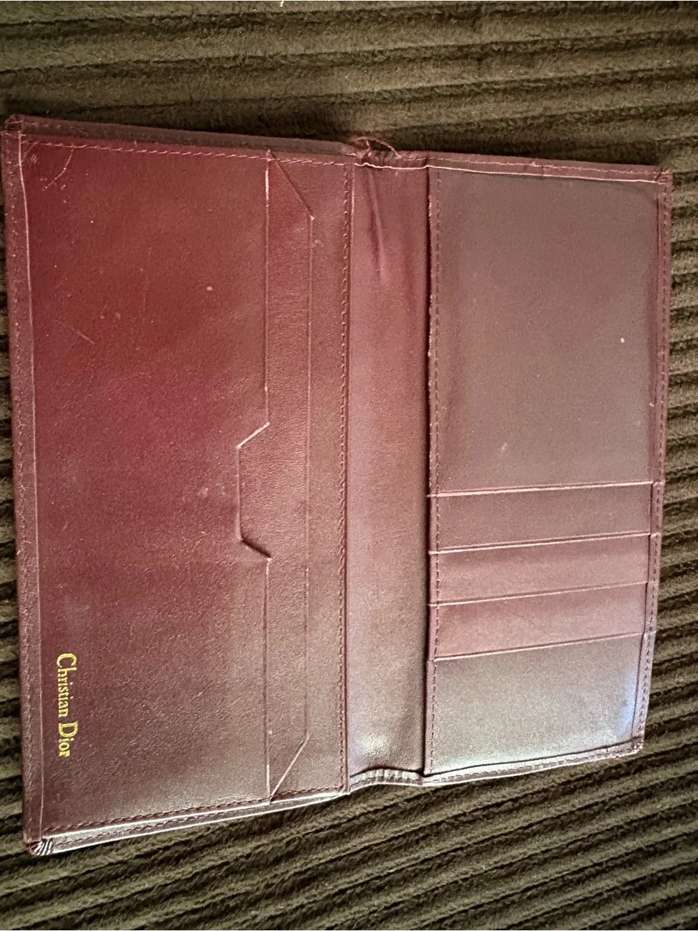 Vintage Christian Dior Burgundy Long Unisex Wallet Case
